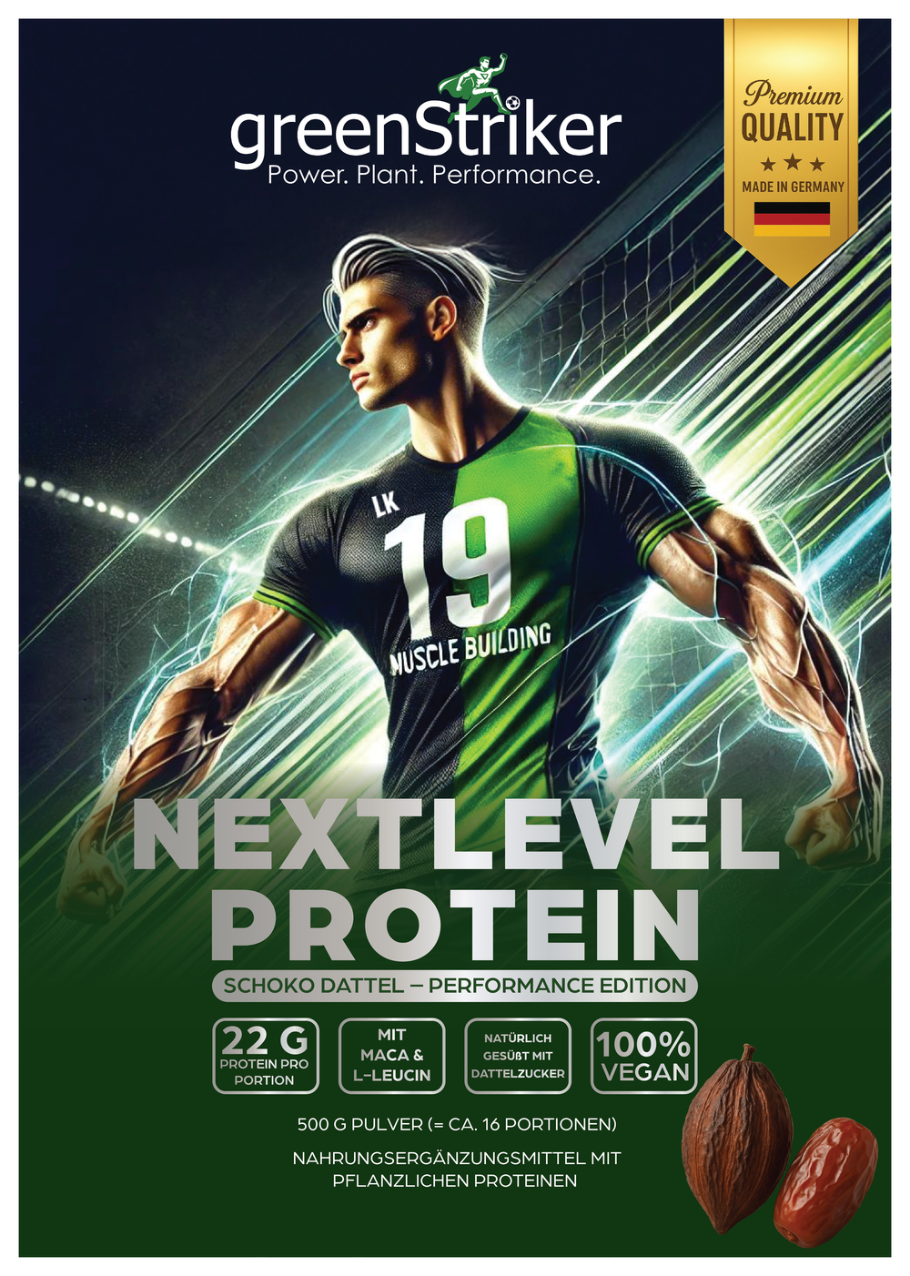 NextLevel Protein – Pflanzliches Proteinpulver Schoko Dattel | GreenStriker