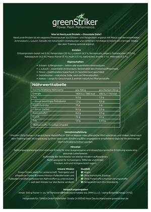 NextLevel Protein – Pflanzliches Proteinpulver Schoko Dattel | GreenStriker