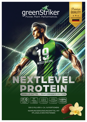 NextLevel Protein – Pflanzliches Protein Vanille Dattel | GreenStriker