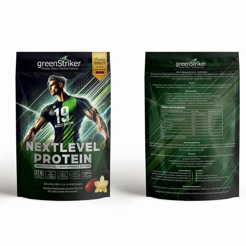 NextLevel Protein – Pflanzliches Protein Vanille Dattel | GreenStriker